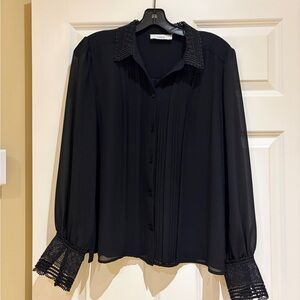 Elegant CeCe Lace Trim Blouse